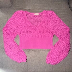 Altar'd State Vibrant Pink Crochet Top